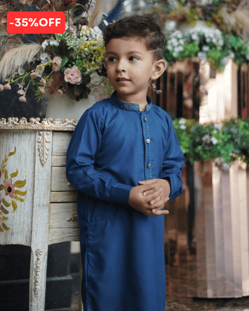 Royal Blue Kurta Trouser – Italian Wash & Wear with Zari  Work